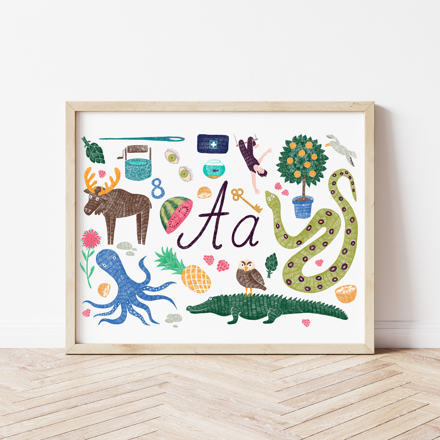 A burta plakāts ar ilustrācijām, izzinošs materiāls, unikāls interjera elements bērnistabai.