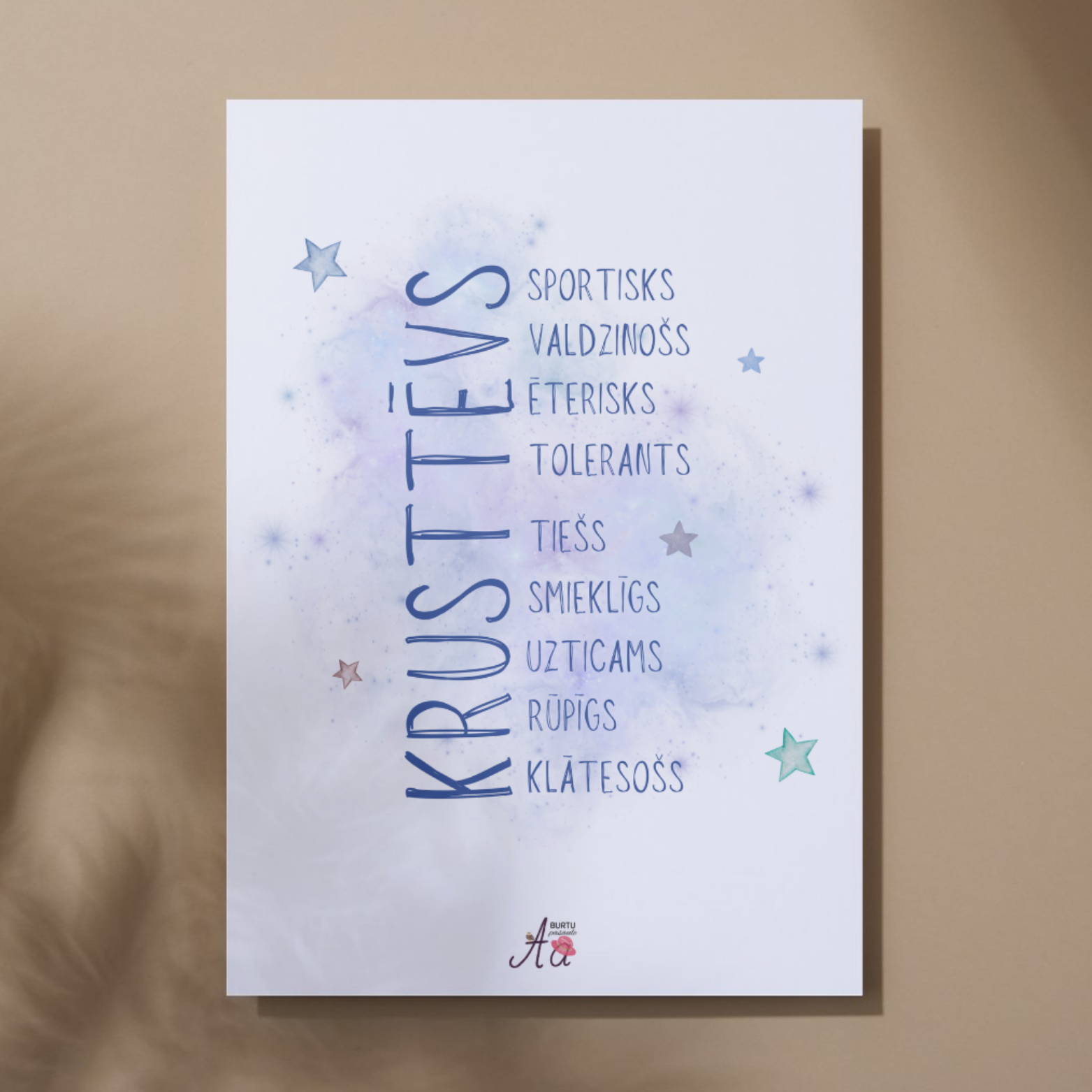 Eleganta apsveikuma kartīte krusttēvam.