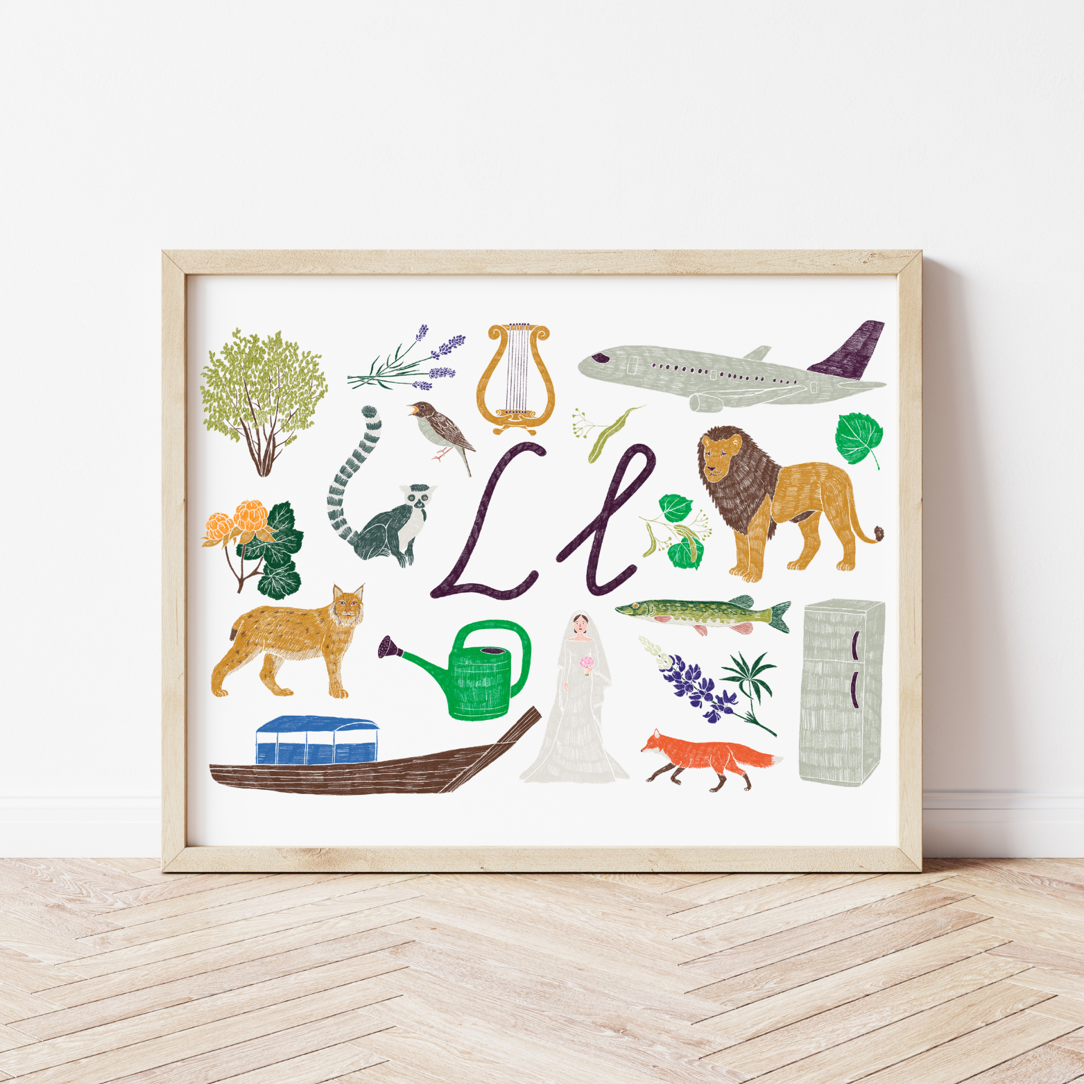 L burta plakāts ar ilustrācijām, izzinošs materiāls, unikāls interjera elements bērnistabai.