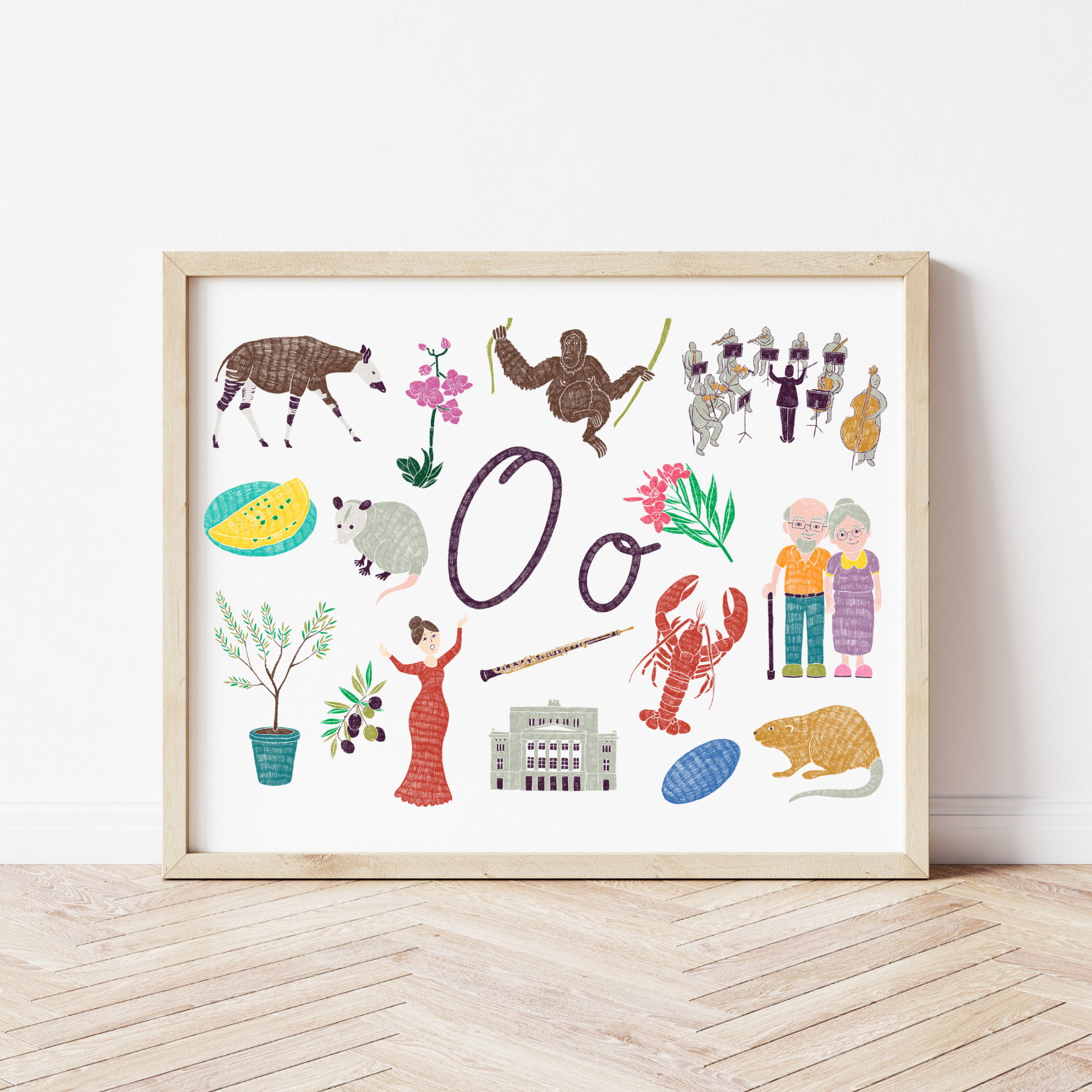 O burta plakāts ar ilustrācijām, izzinošs materiāls, unikāls interjera elements bērnistabai.