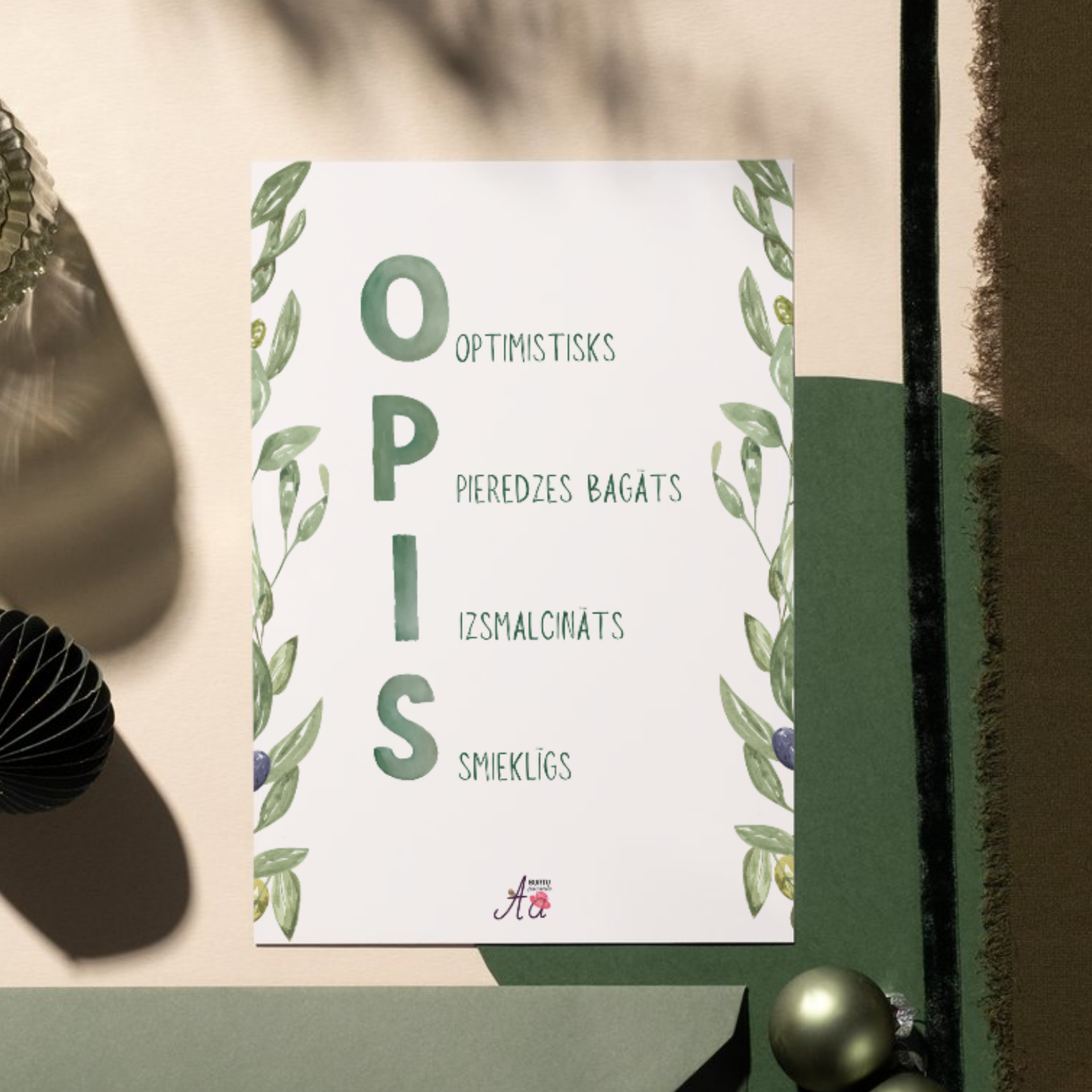 Eleganta apsveikuma kartīte opim.