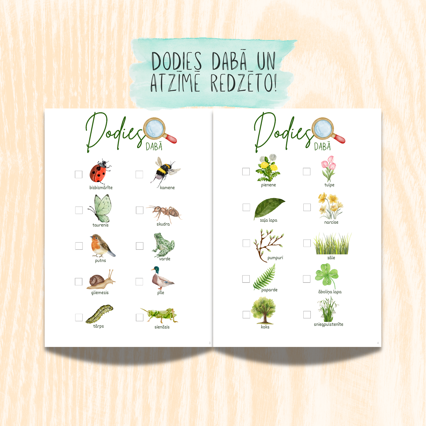 Uzdevumi "Pavasaris ir klāt!" - dodies dabā un atzīmē redzēto.