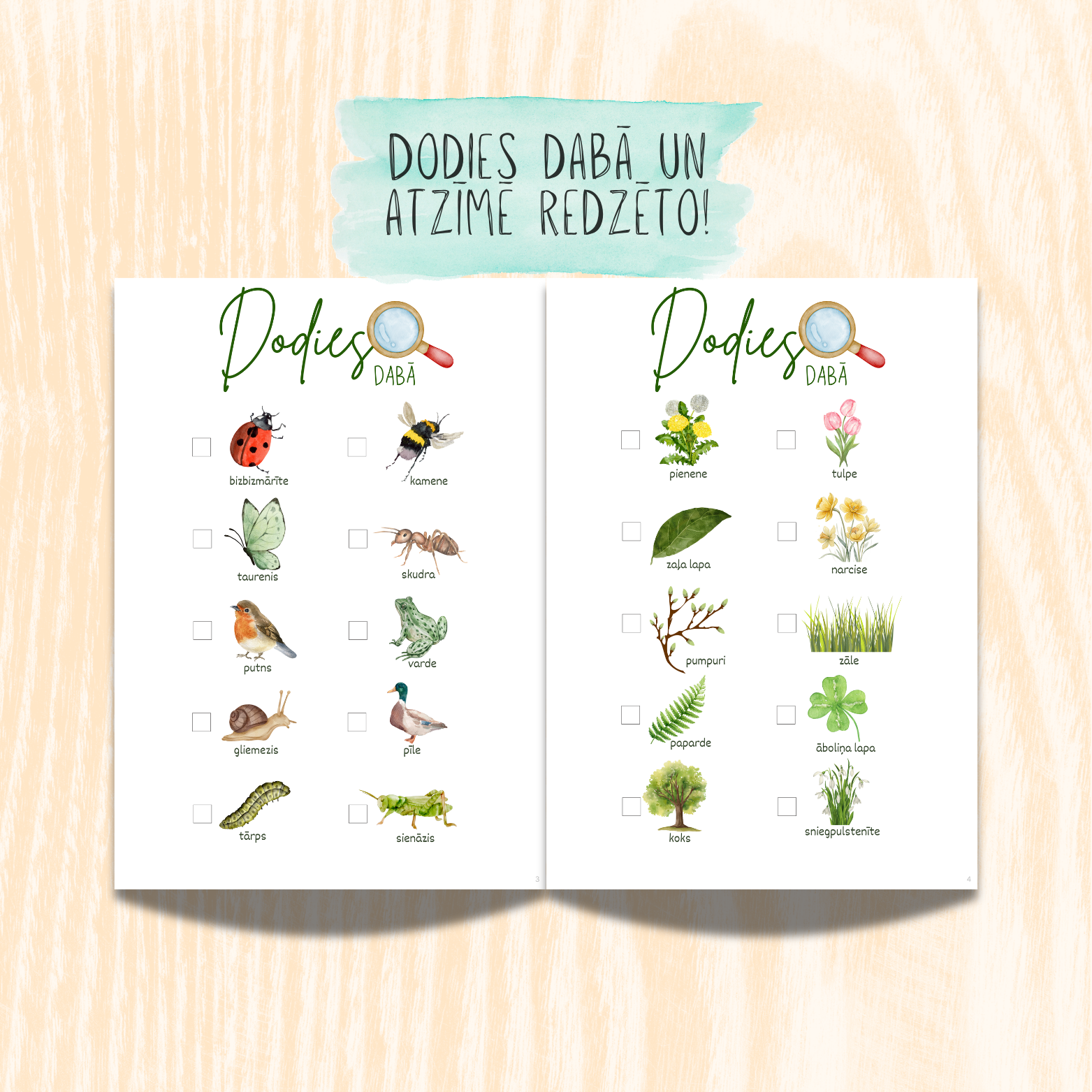 Uzdevumi "Pavasaris ir klāt!" - dodies dabā un atzīmē redzēto.