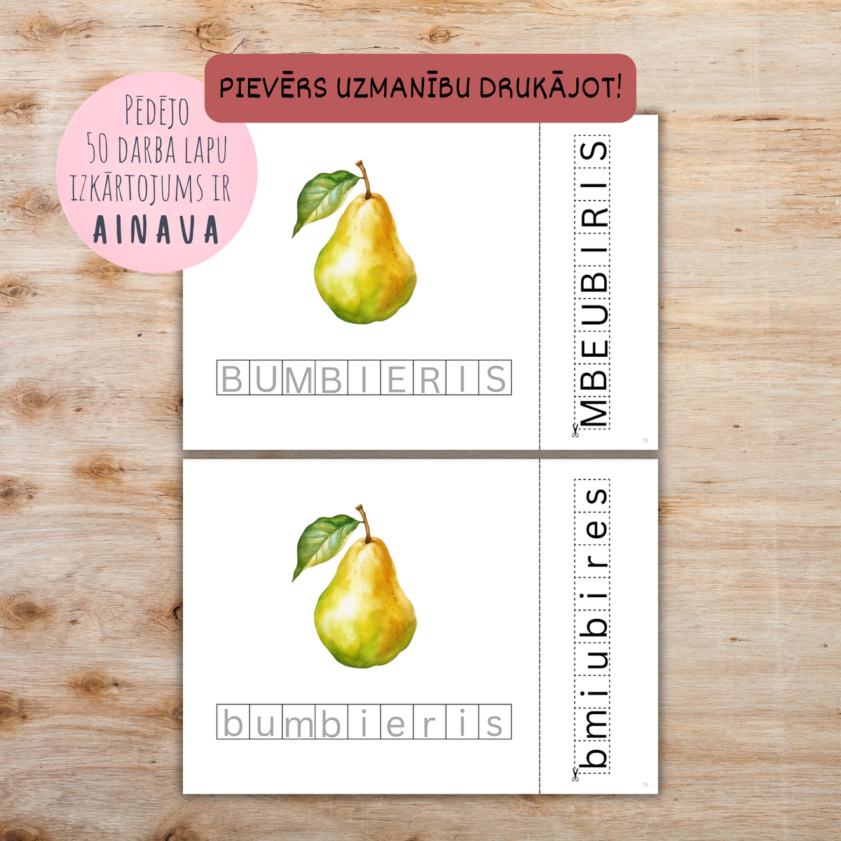 Saliec vārdu - izgriez burtus un uzlīmē uz atbilstošās burta ēnas.