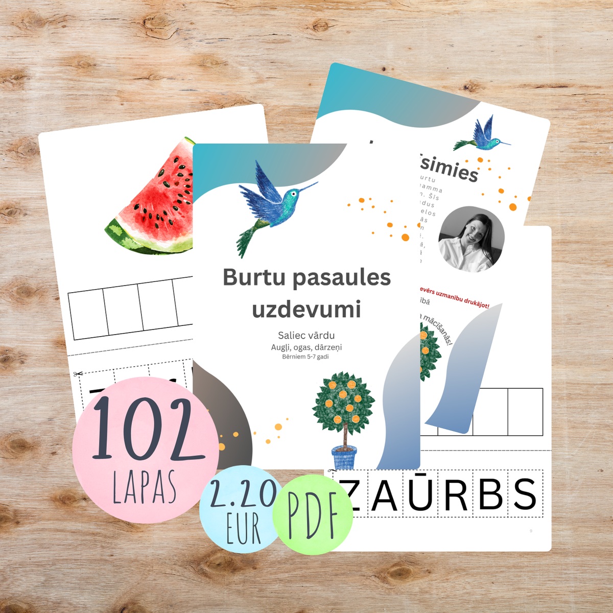 Burtu pasaules uzdevumi "Saliec vārdu. Augļi, ogas, dārzeņi" 5-7 gadus veciem bērniem, lai apgūtu lielos un mazos iespiedburtus. Šajās darba lapās jāizgriež burti un jāielīmē atbilstošajā kvadrātā. Izrunā un ieklausies katrā vārdā, atrodot burtam savu vietu. 