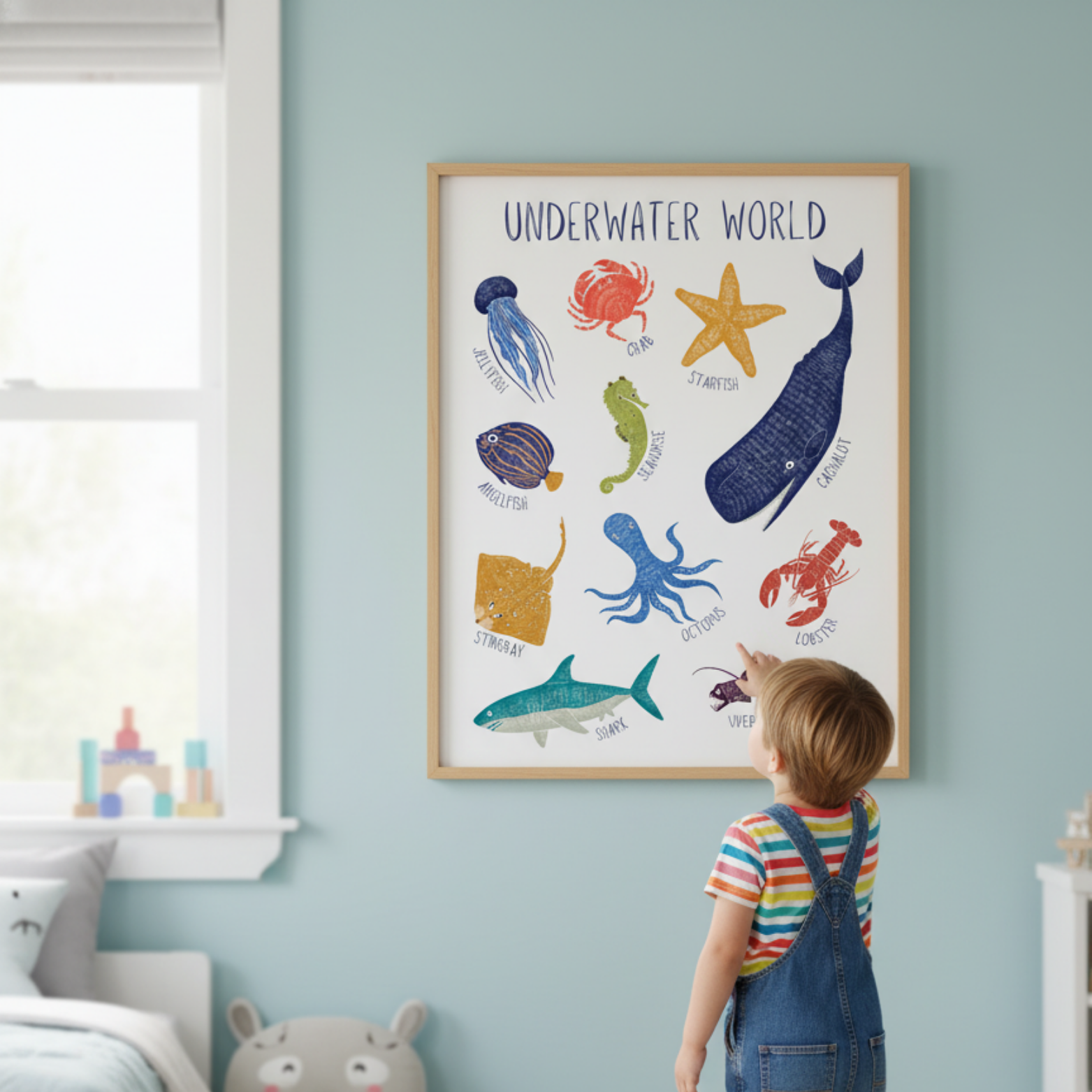 Zemūdens plakāts angļu valodā. Lielisks veids, kā apgūt jaunus vārdus angļu valodā.