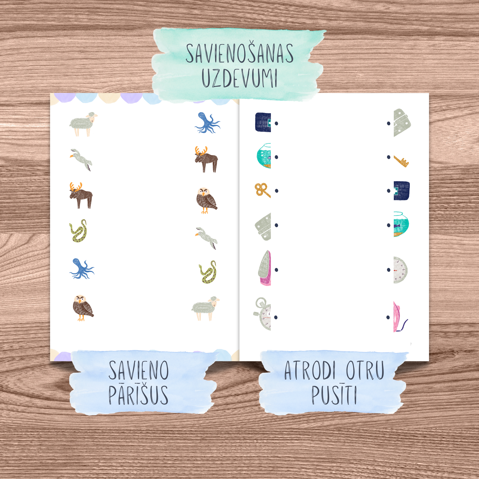 Uzdevumu MIX1 darba lapas ar savienošanas uzdevumiem.