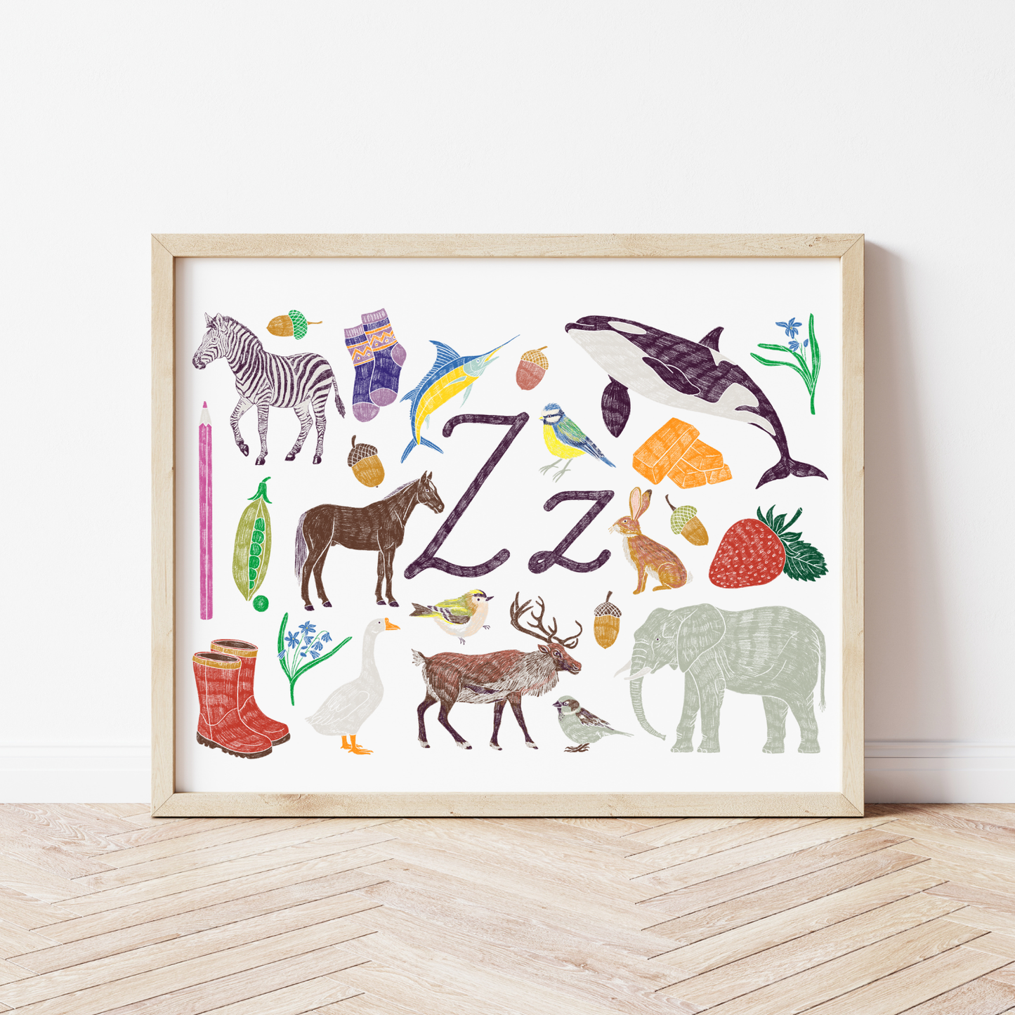 Z burta plakāts ar ilustrācijām, izzinošs materiāls, unikāls interjera elements bērnistabai.