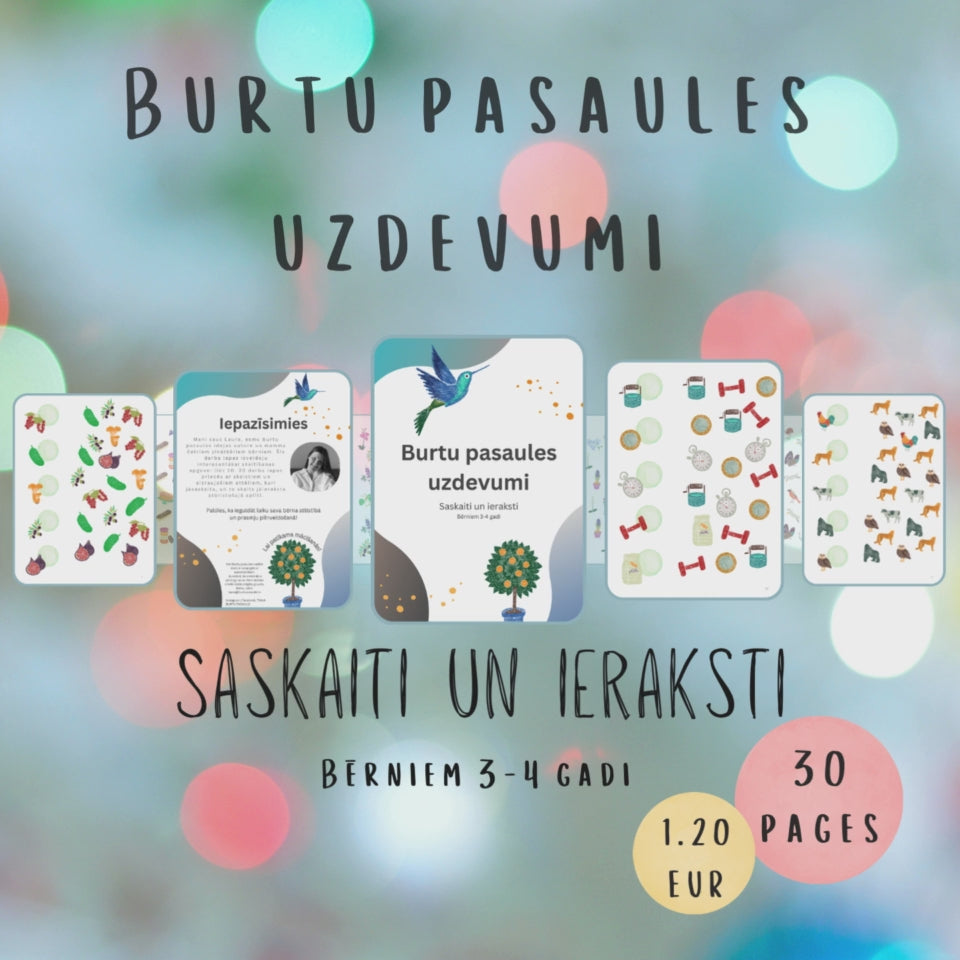 Uzdevumu "Saskaiti un ieraksti" video - uzdevumi interesantākai skaitīšanas apguvei līdz 10. Darba lapas priecēs ar skaistiem un aizraujošiem attēliem, kuri jāsaskaita, un to skaits jāieraksta atbilstošajā aplītī.