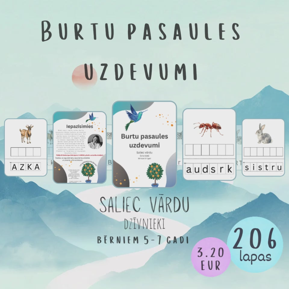 Burtu pasaules uzdevumi "Saliec vārdu. Dzīvnieki" bērniem 5-7 gadi, video.