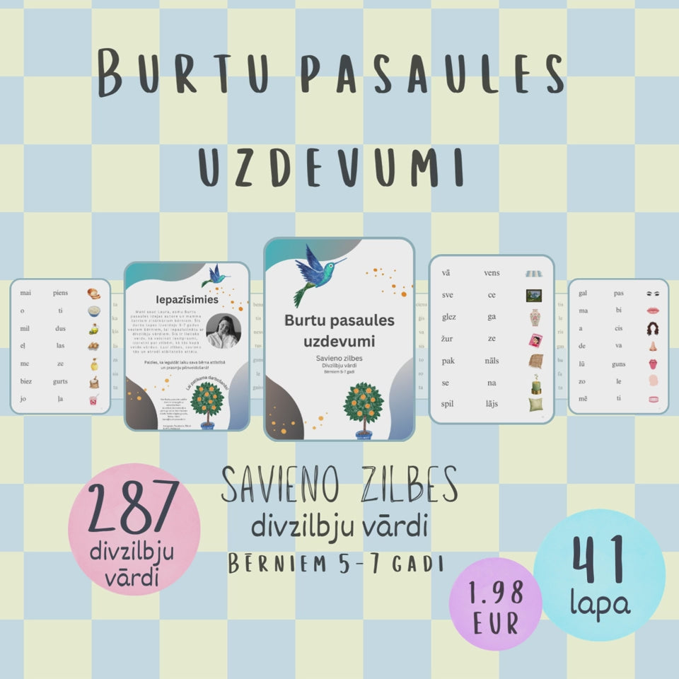 Burtu pasaules uzdevumi "Savieno zilbes. Divzilbju vārdi" bērniem 5-7 gadi. Lasi zilbes, savieno tās un atrodi atbilstošo attēlu.