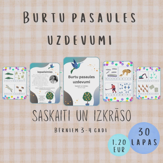 Uzdevumu "Saskaiti un izkrāso" video - interesantākai skaitīšanas apguvei līdz 10.