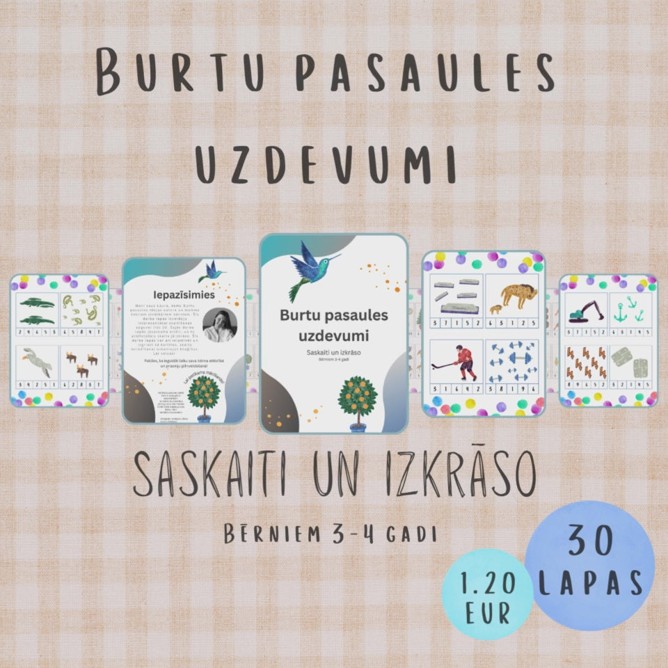 Uzdevumu "Saskaiti un izkrāso" video - interesantākai skaitīšanas apguvei līdz 10.