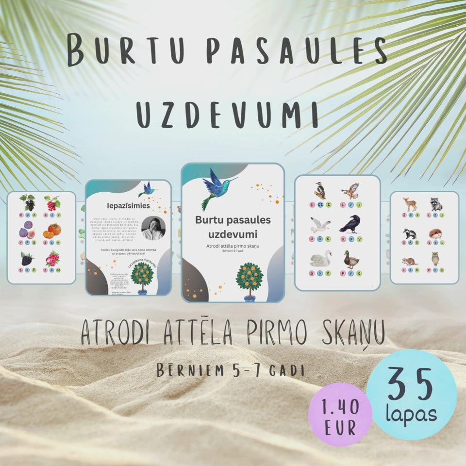 Burtu pasaules uzdevumi "Atrodi attēla pirmo skaņu" bērniem 5-7 gadi, video.