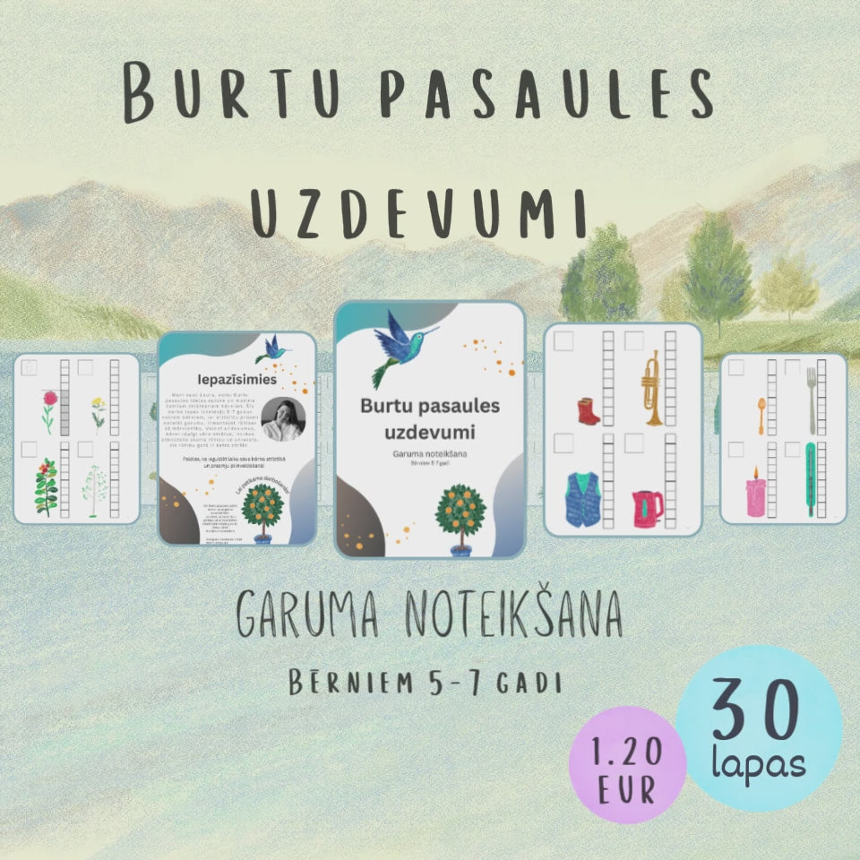 Burtu pasaules uzdevumu "Garuma noteikšana" video.